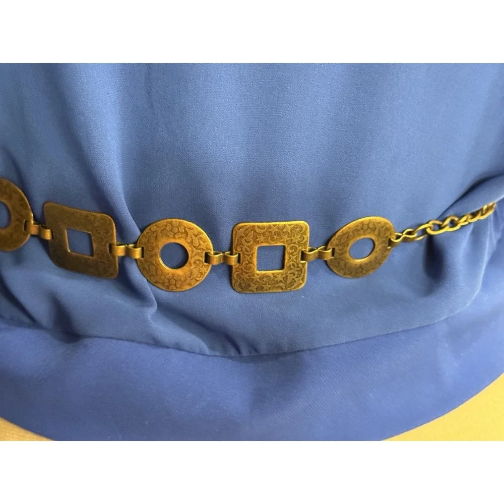 VTG metal belt Hippie BOHO Geometric hain Waist 90's YTK Gold Bronze Tone 39